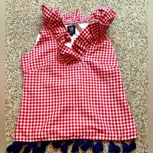 Elizabeth Wilson Designs red white and blue gingham top small